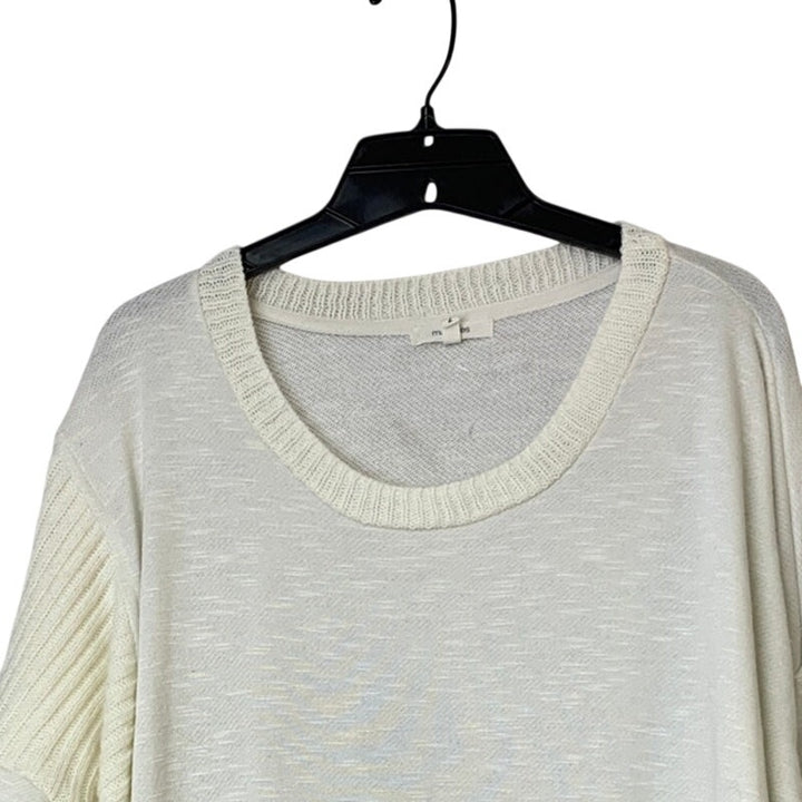 Maurices Womens Size 2 White Cotton Knit Long Sleeve Crew Neck Sweater
