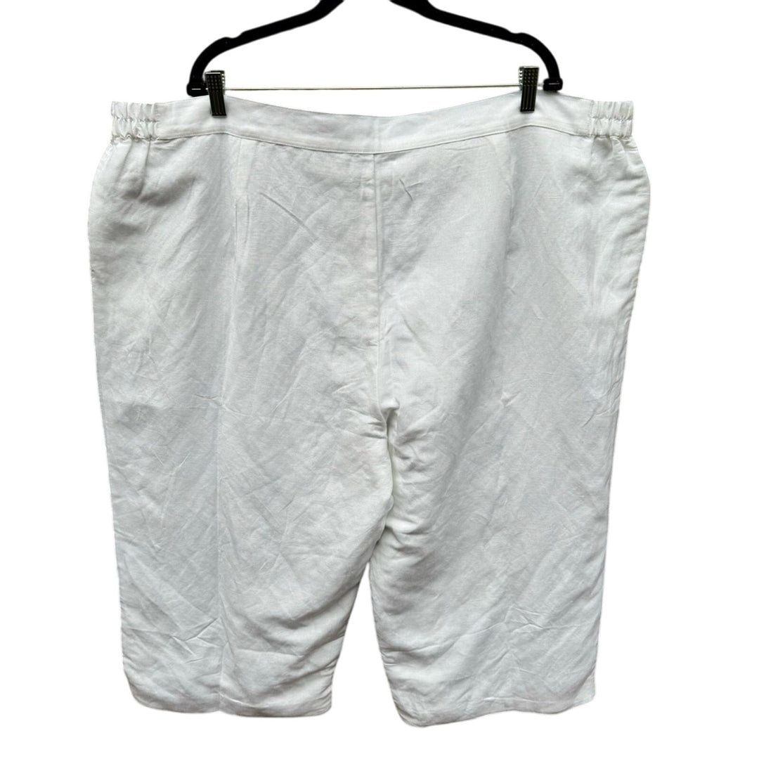 New Jessica London Womens Plus Size 28W White Linen Blend Lined Bermuda Shorts