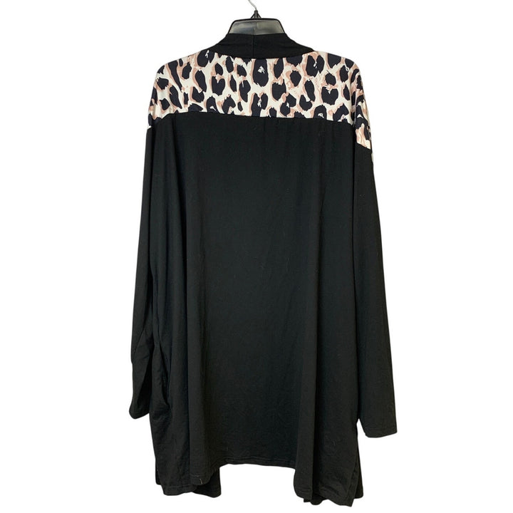Womens 4XL Poly Elastane Cheetah Print Long Sleeve Open Front Cardigan Sweater