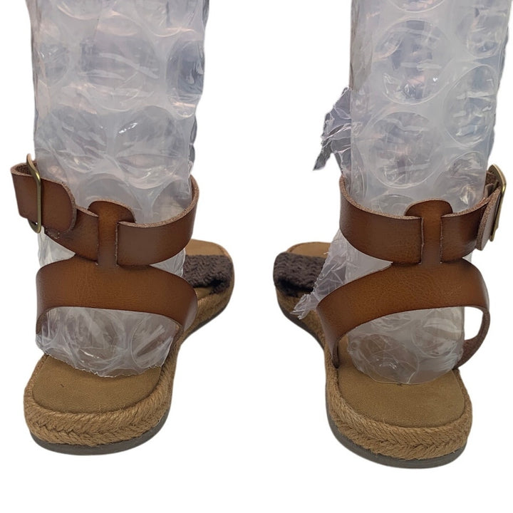 New American Eagle Womens US Size 8 Espadrille Ankle Wrap Faux Leather Sandals