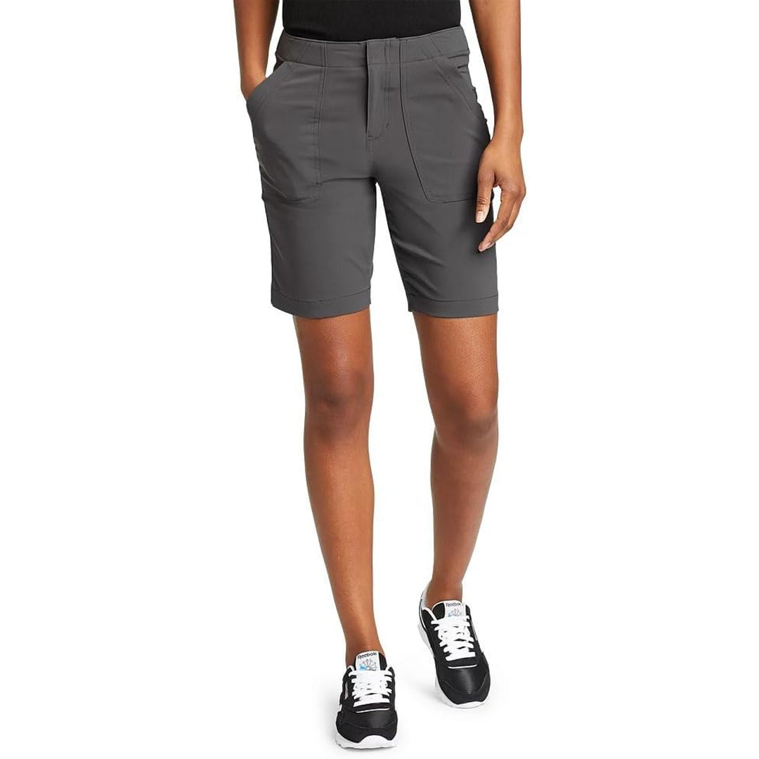 New Eddie Bauer Womens Size 12 Dark Gray High Rise Fitted Horizon Bermuda Shorts