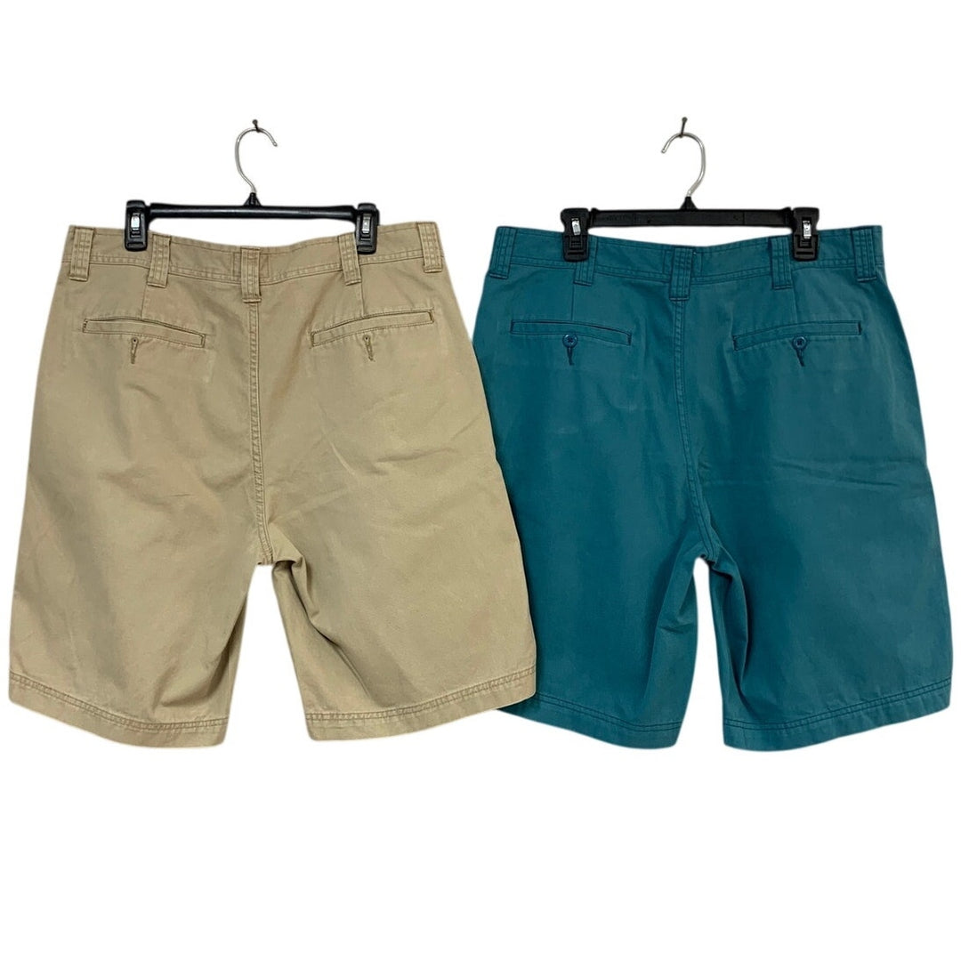 Lot of 2 St Johns Bay Mens Size 36 100% Cotton Classic Flat Front Chino Shorts