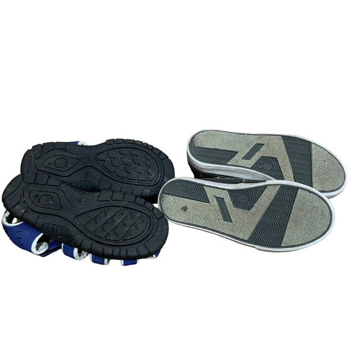 2 Pairs Boys Size 1 Cat &amp; Jack Lifeguard Swim Sandals Boat Loafer Slip on Shoes