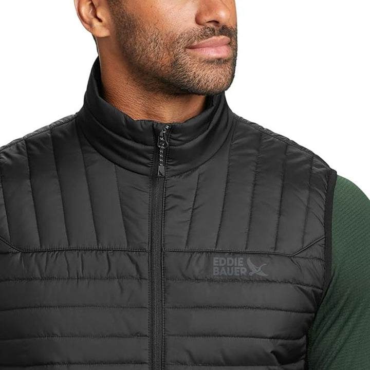 New Eddie Bauer Mens Black Emberlite Hybrid Zip Up Warm Polyester Vest