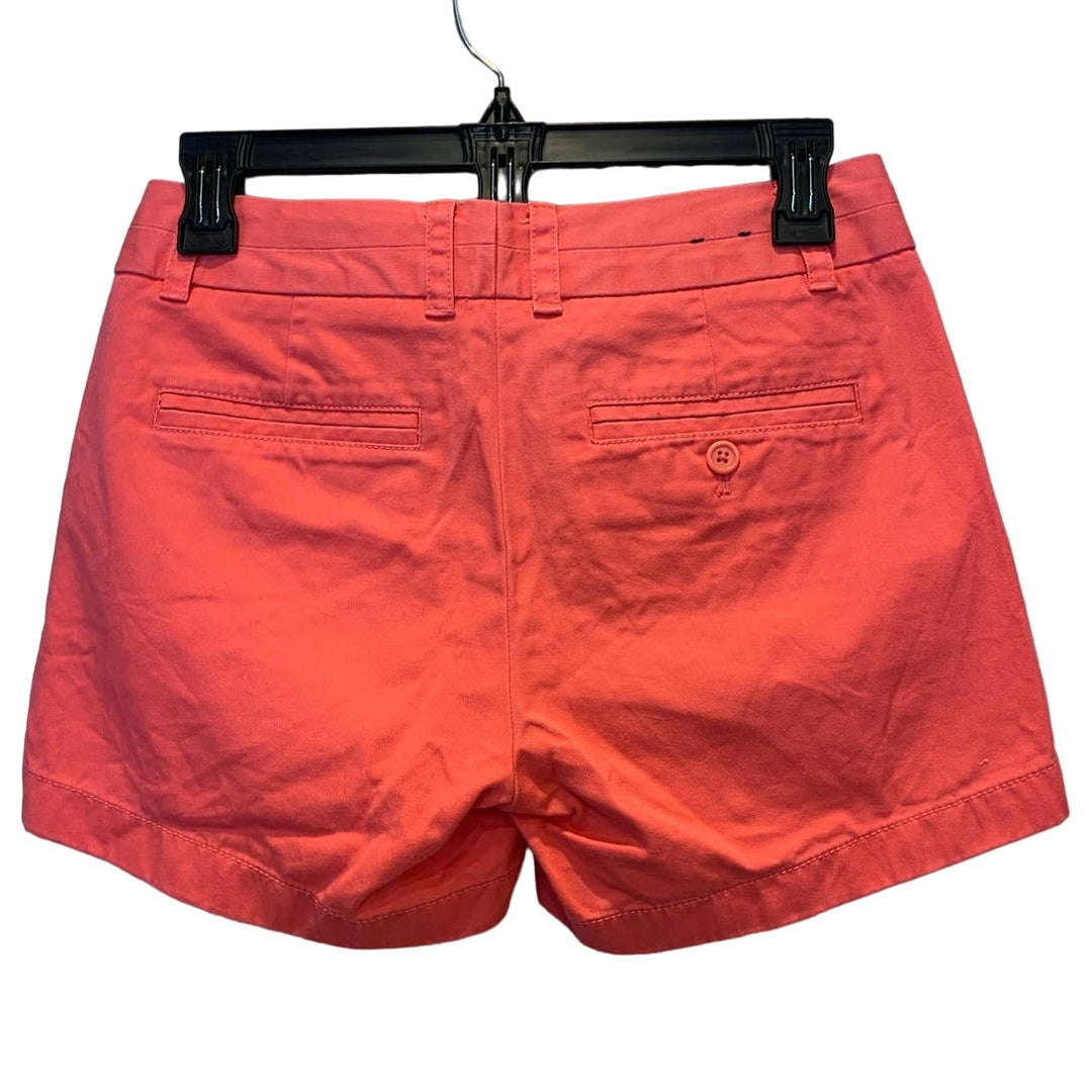 J Crew Size 00 Coral Pink 100% Cotton Chino Short Shorts w Back Pockets