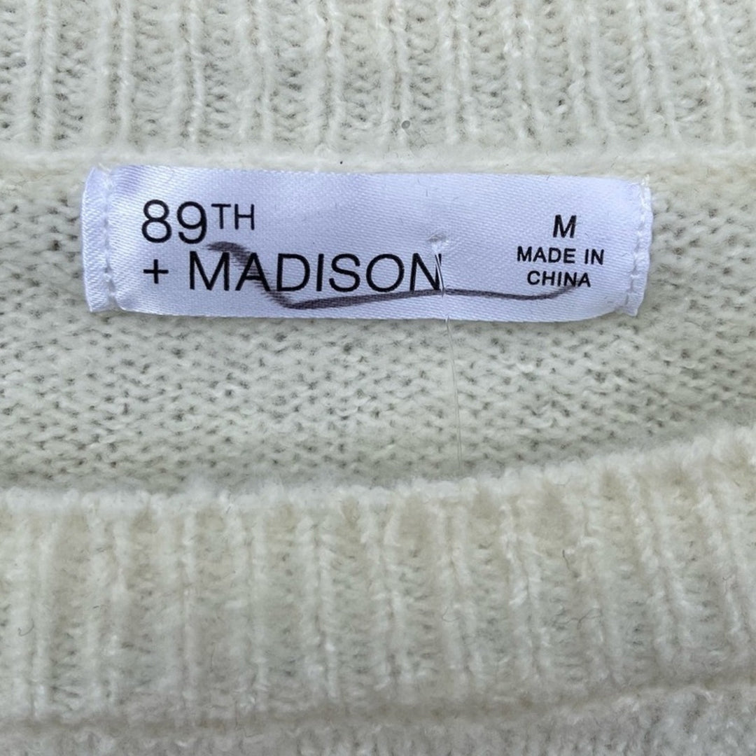 New 89th &amp; Madison Womens Medium Pom Pom Crew Neck Long Sleeve Knit Sweater