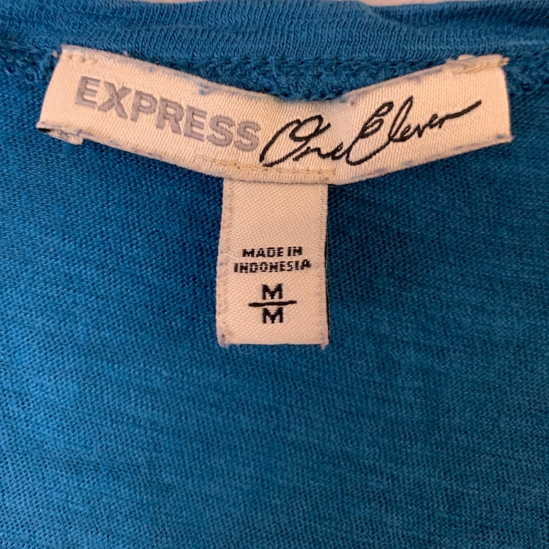 Lot of 2 Express One Eleven Womens Medium Blue V Neck Short Sleeve Top Tank Tops
