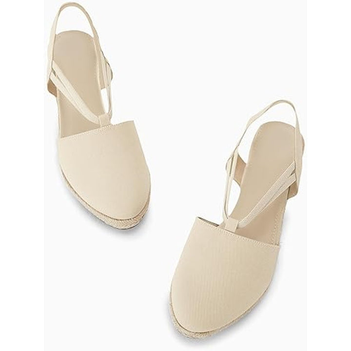 New Coutgo Womens Size 9.5 Tan Espadrille 2.25" Platform Wedge Sandals Shoes