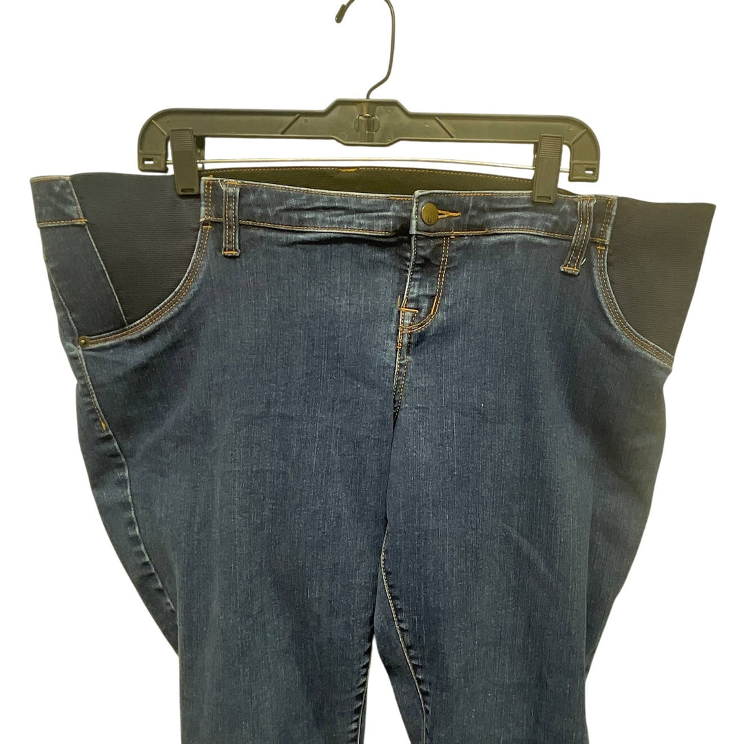 Liz Lange Maternity Size XL Side &amp; Back Elastic Stretch Cotton Denim Blue Jeans