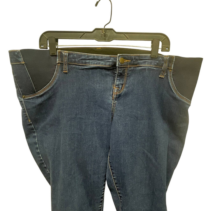 Liz Lange Maternity Size XL Side &amp; Back Elastic Stretch Cotton Denim Blue Jeans