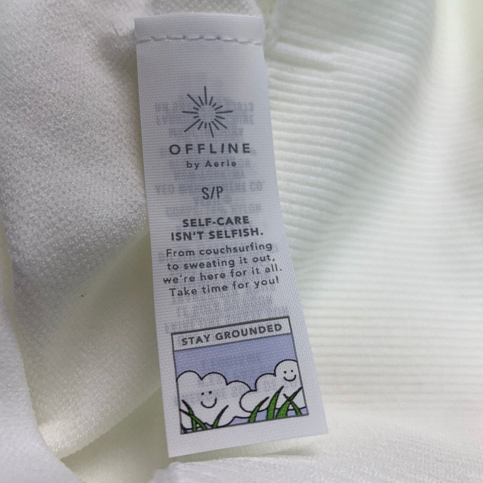 New OFFLINE By Aerie Womens Small White Sidewalk Seamless Cropped T-Shirt