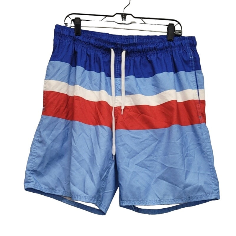 Outdoor Oasis Mens XL 100% Polyester Striped Drawstring Waist Lined Swim Shorts