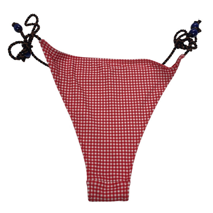 New American Eagle Womens Small Red Gingham Side Tie Bikini Swim Bottoms ONLY