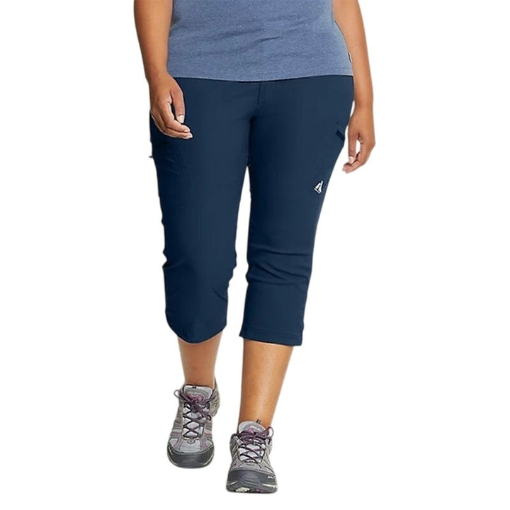 New Eddie Bauer Womens Navy Blue UPF 50+ Storm Repel Flexion Guide Capri Pants