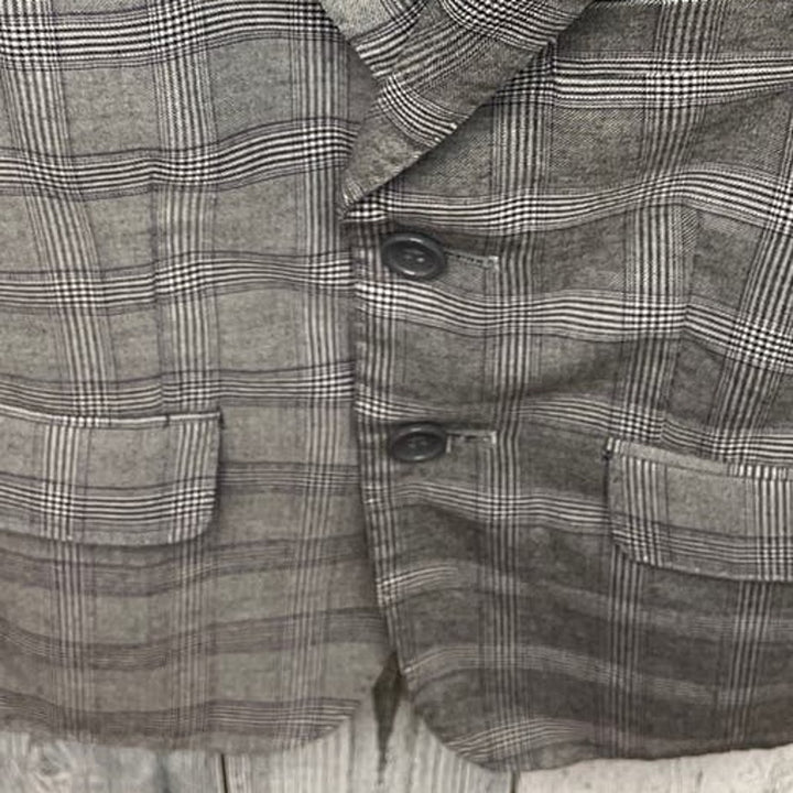 James Morgan Boys Size 5 Plaid Two-Button Plaid Wedding Formal Blazer Jacket