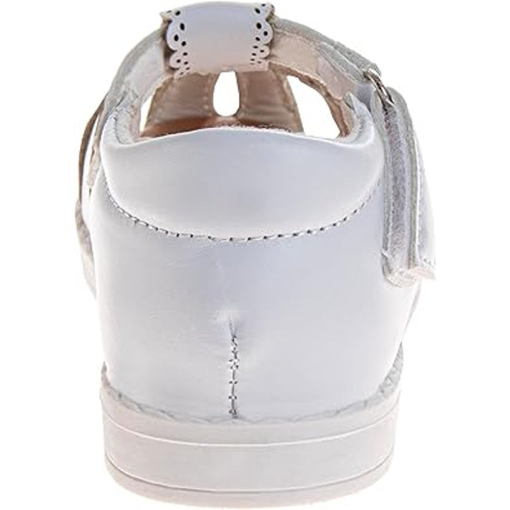 Laura Ashley Toddler Girls Size 7 White Sparkle Flower Hook Loop Flat Sandals