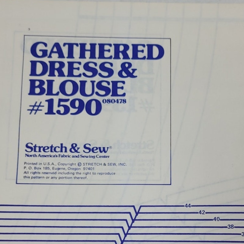 Vintage 1978 Stretch &amp; Sew 1590 Gathered Dress And Blouse Uncut Sewing Pattern