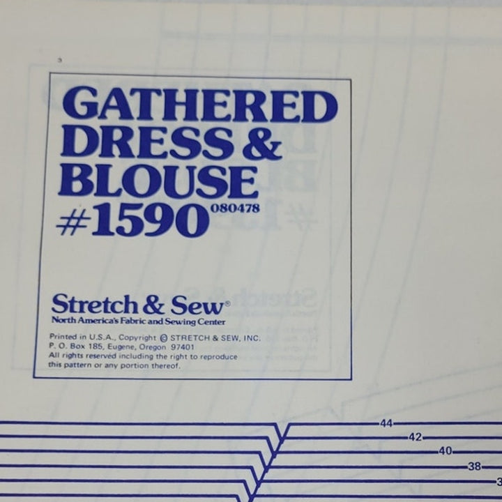 Vintage 1978 Stretch &amp; Sew 1590 Gathered Dress And Blouse Uncut Sewing Pattern