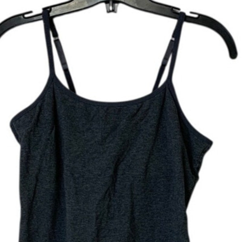 Lot of 2 Womens Small Black Olive Cotton Blend Thin Strap Shelf Bra Tank Tops