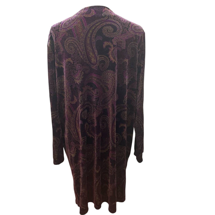 Mirasol XL Polyester Blend Velour Glitter Paisley Long Sleeve One Button Jacket