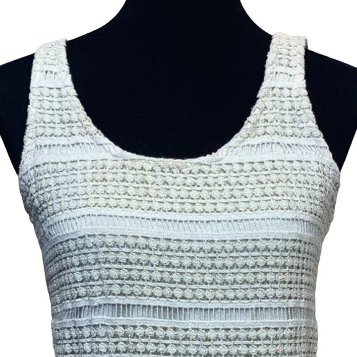 Maurices Medium Metallic Crochet Lined Sleeveless Tank Top Cotton Blend Shell