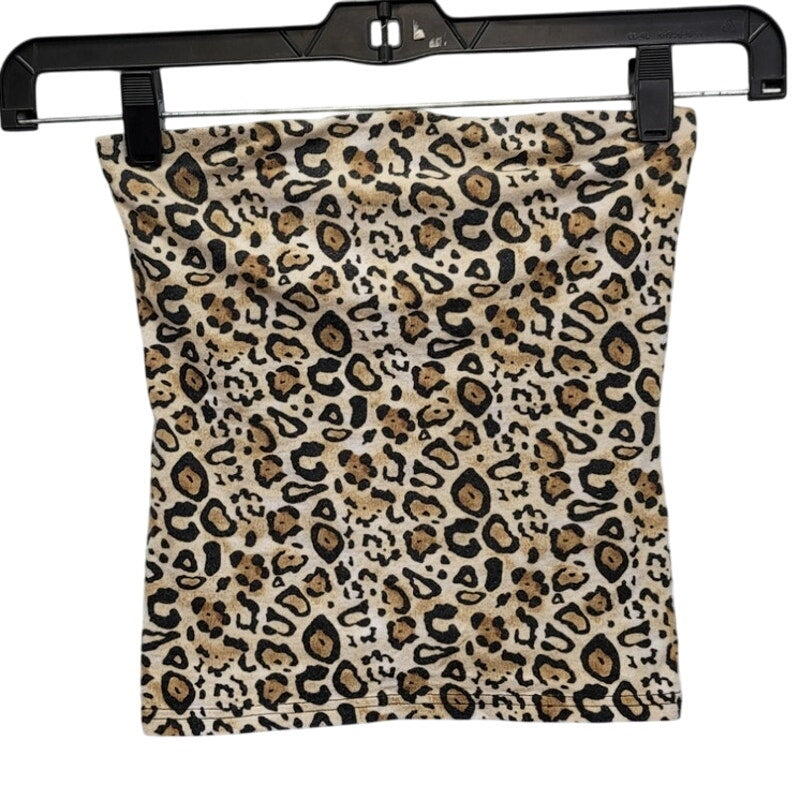 No Boundaries Juniors XS Cotton Spandex Leopard Print Built In Bra Tube Top