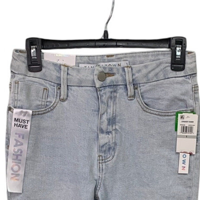NWT New Tinseltown Juniors Size 1 High Rise Slim Straight Denim Blue Jeans