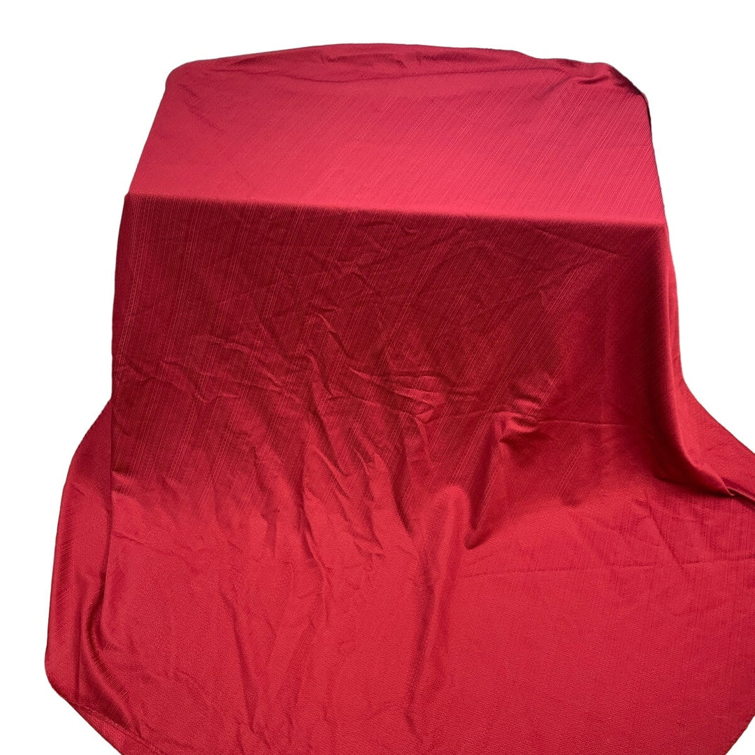 Solid Red Oval Cotton Blend Christmas Holiday Event Woven Fabric Tablecloth