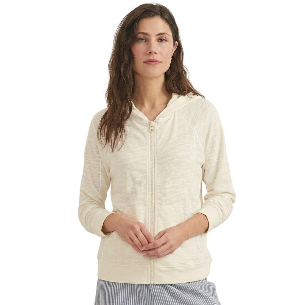 New Eddie Bauer Womens XS Cream Ivory Lightweight Slub Full Zip Hoodie Jacket