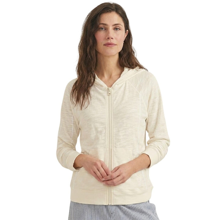 New Eddie Bauer Womens XS Cream Ivory Lightweight Slub Full Zip Hoodie Jacket