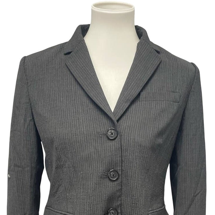 Banana Republic Womens 10P 10 Petite Gray Pin Striped 3 Button Blazer Jacket