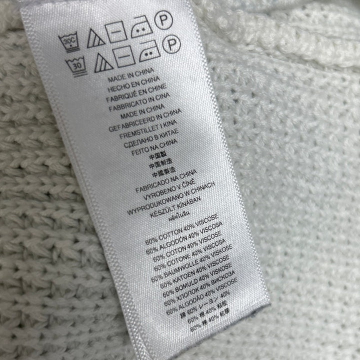 Michael Michael Kors Mens Small White Black Patch Long Sleeve Cowl Neck Sweater