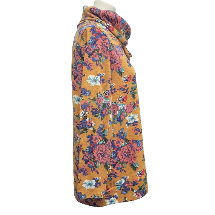Wonderland Womens Small Floral Long Sleeve Cowl Neck Pullover Sweatshirt