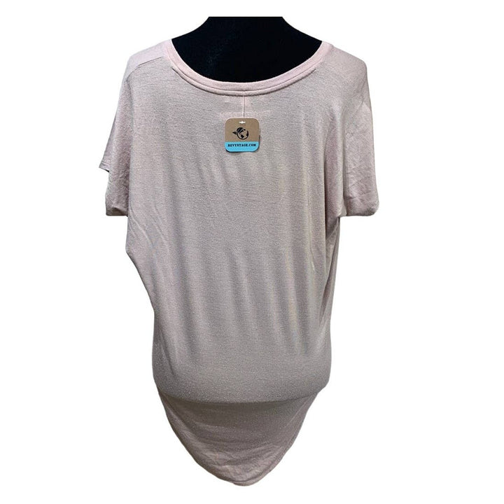 Hand Printed Upcycled Womens Small Dandelion Hi Low Short Sleeve Tee w Necklace
