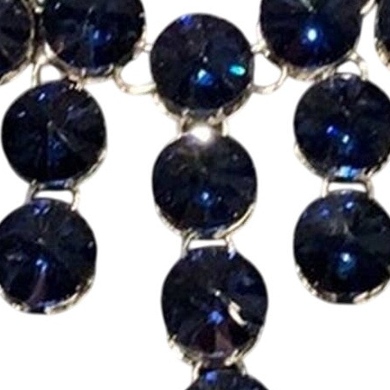 New Ocean Blue Gem Waterfall Rhinestone Statement Fashion Necklace w Gift Box