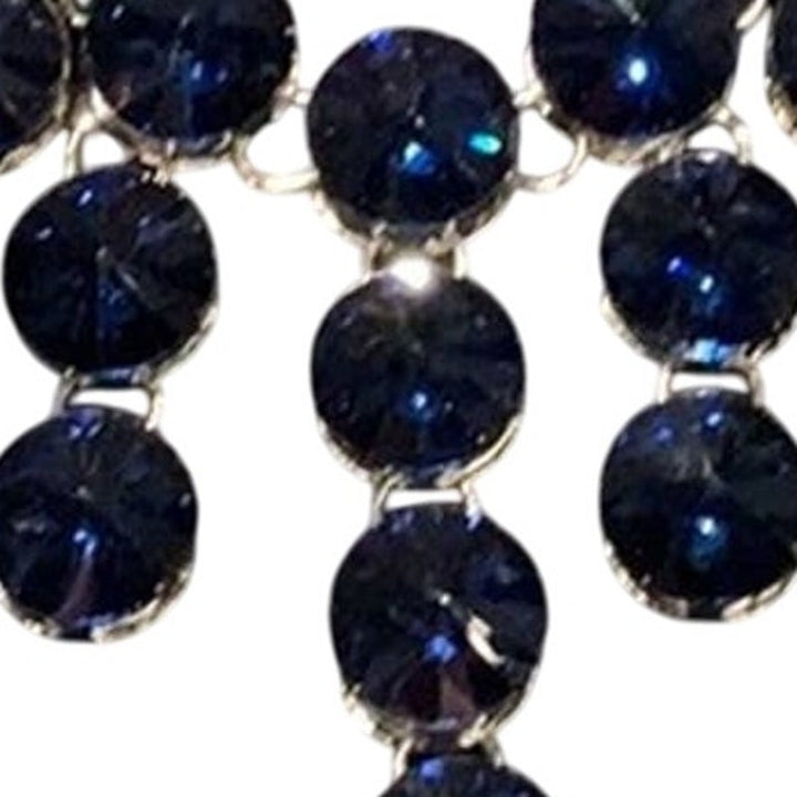New Ocean Blue Gem Waterfall Rhinestone Statement Fashion Necklace w Gift Box