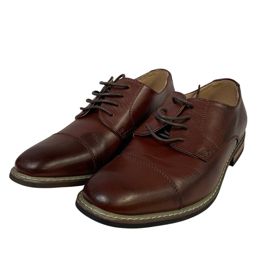 Bruno Marc Mens Size 6.5 Wide Brown Oxford Lace Up Round Toe Dress Shoes