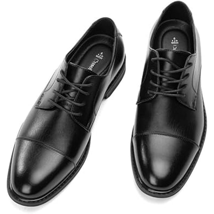 Cusolamore Mens Size 10 Black Lace Up Wingtip Faux Leather Classic Dress Oxfords