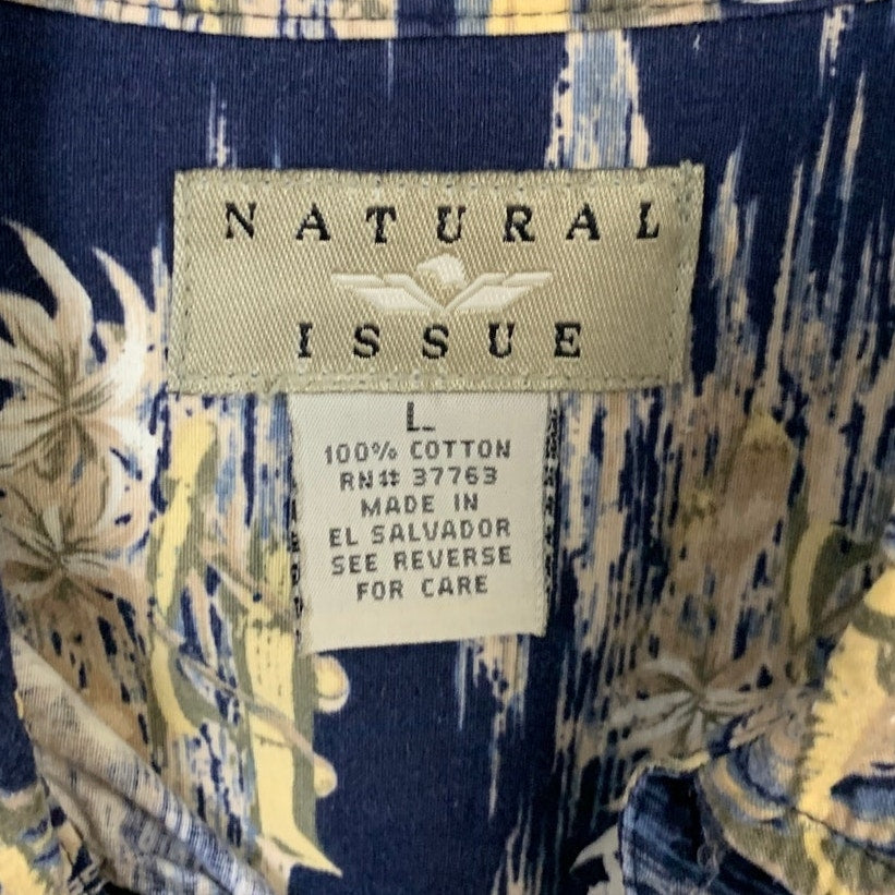 Lot of 2 Natural Issue Mens Large Floral Plam Tree Short Sleeve Button Up Shirts
