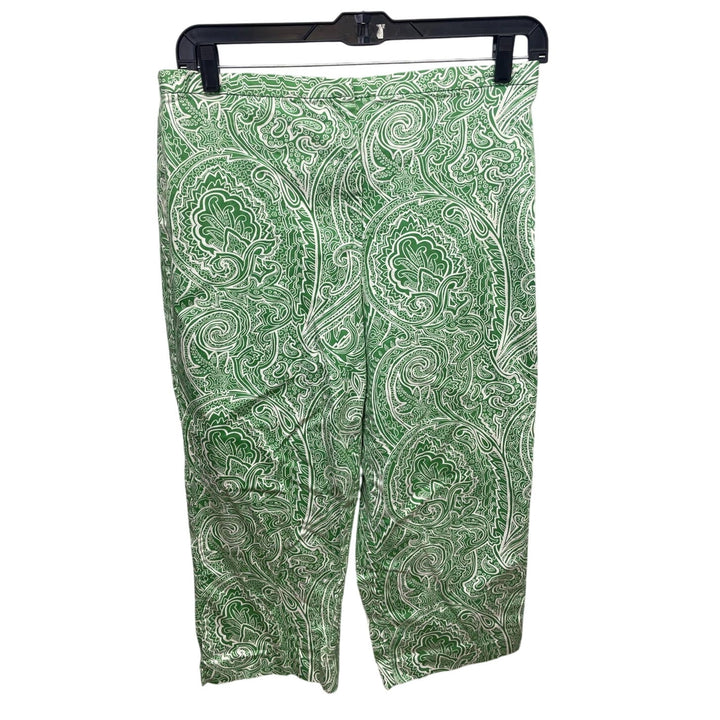 JM Collection Womens Size 16 Stretch Cotton Paisley Back Elastic Waist Capris