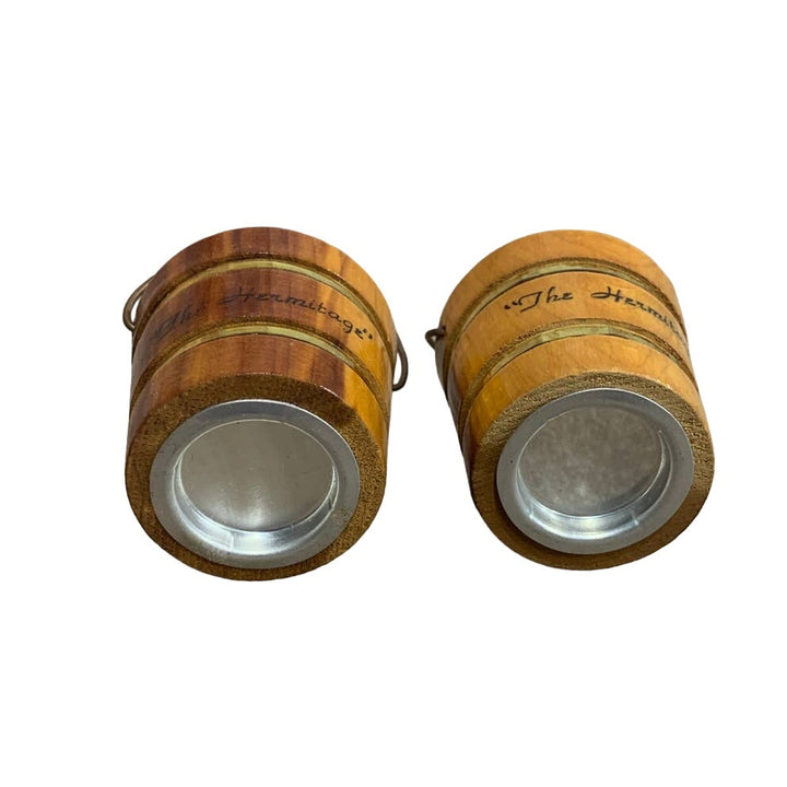Vintage The Hermitage Wooden Buckets w Handles Salt Pepper Shakers