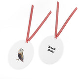 Woodland Barn Owl Metal Ornament, Holiday Decor, Bird Lover Gift, Nature Decoration, Christmas Tree Ornament, Home Decor