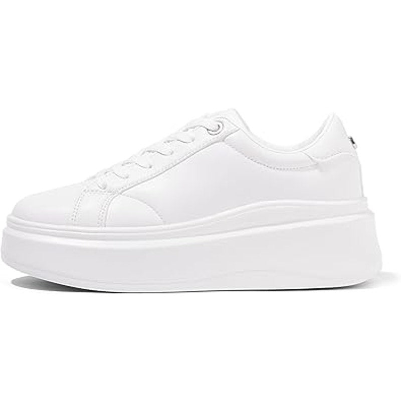 New Lucky Step Womens Size 6.5 White Faux Leather Lace Up Platform Sneaker Shoes