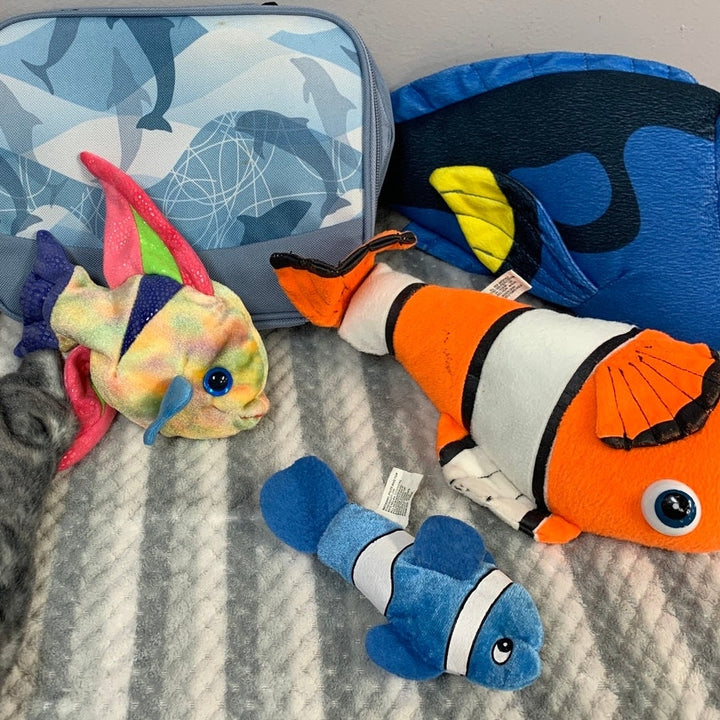Lot of 11 Sting Ray Shark Fish Aquatic Plush Toys Books Blanket Preloved Toys