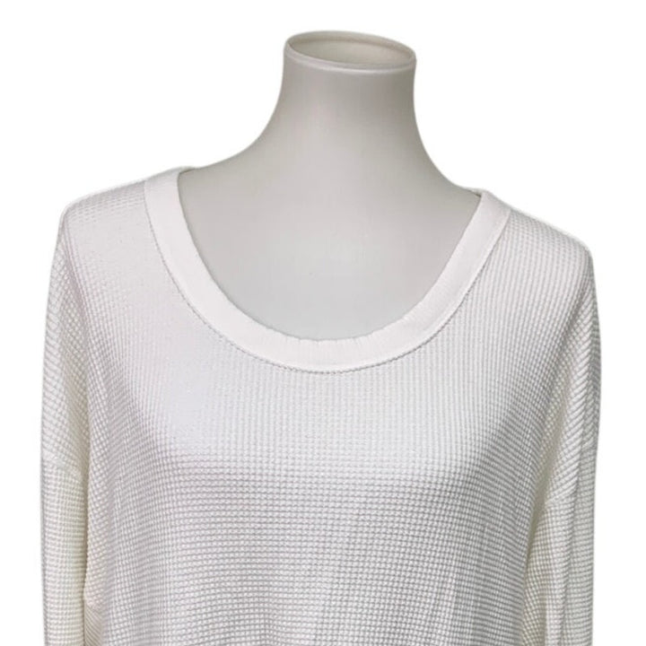 New OFFLINE by Aerie Womens Small Cotton Scoop Neck Long Sleeve Waffled Top