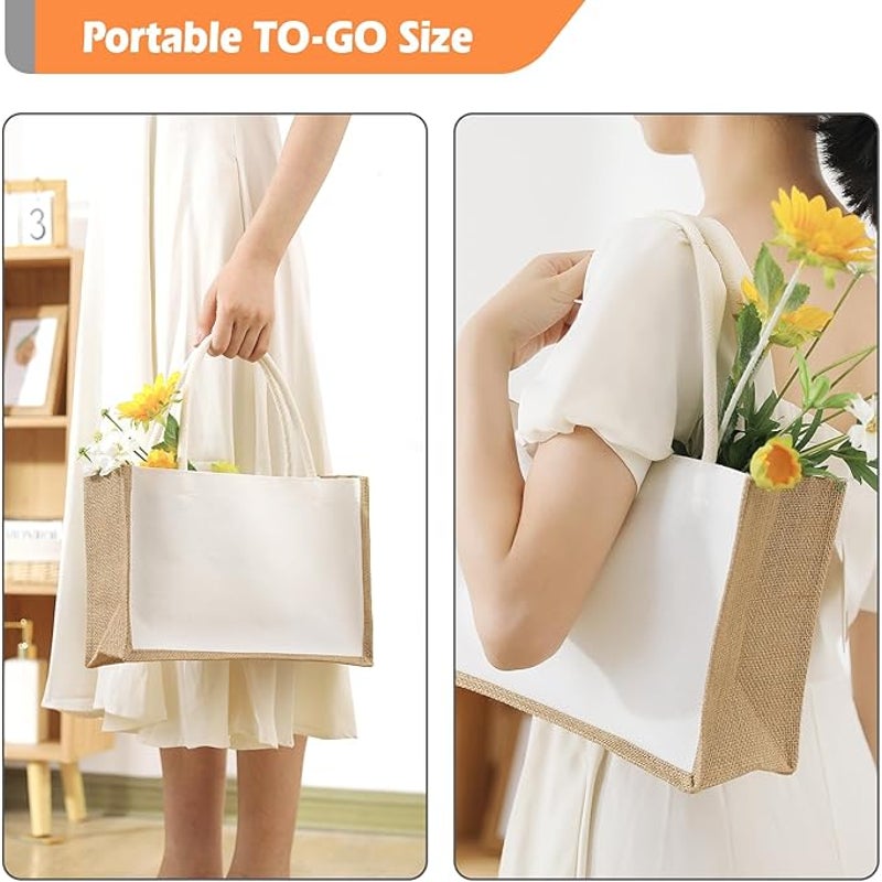 New Hand Printed Rainbow Equality Water Resistant Canvas Jute 2 Handle Tote Bag
