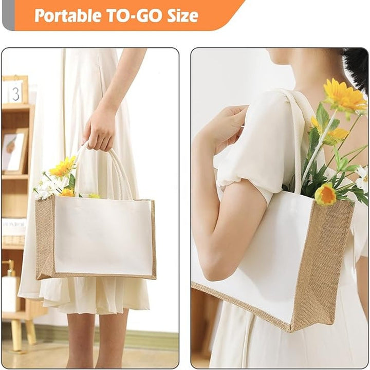 New Hand Printed Rainbow Equality Water Resistant Canvas Jute 2 Handle Tote Bag