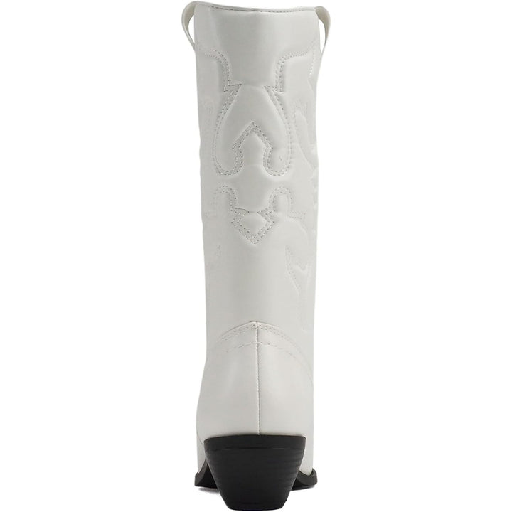 Soda RENO Womens Size 8.5 White Faux Leather 2" Heel Western Cowboy Boot Shoes