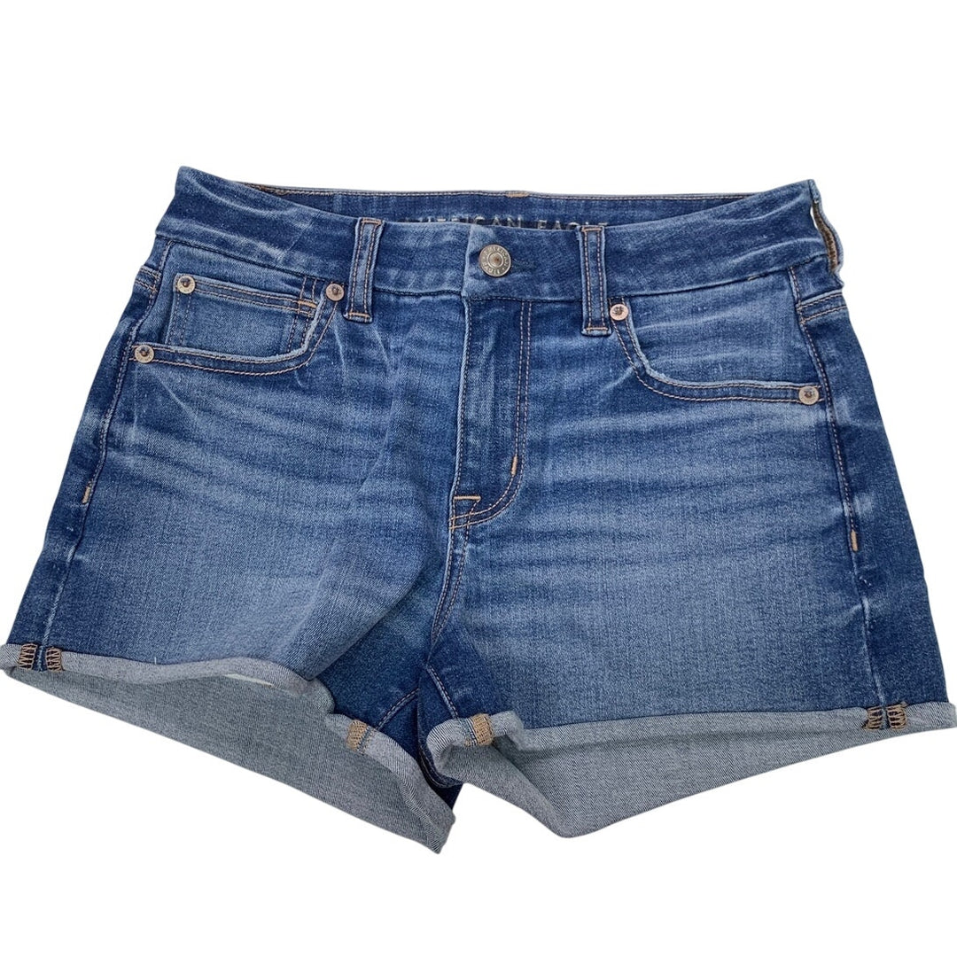 New American Eagle Womens Size 2 Stretch Curvy High Rise Shortie Jean Shorts
