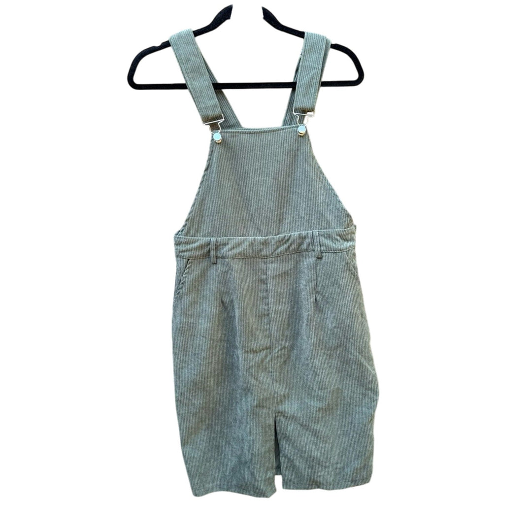 NWT New Shein Womens Medium (6) 100% Polyester Corduroy Side Zip Overall Dress